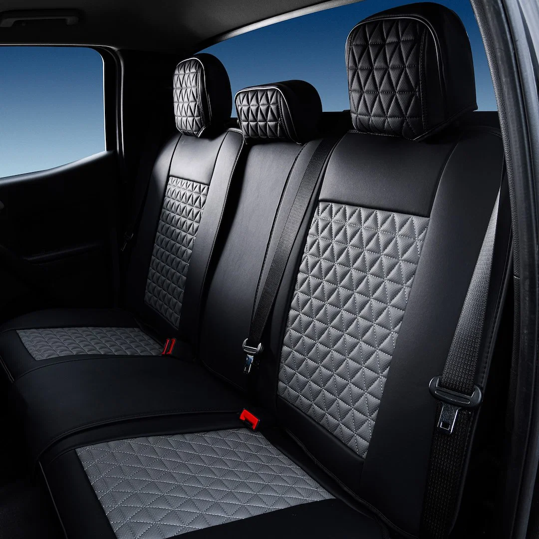 06SBG – SEAT CVR SOL Seat Cover, Front Bucket And Rear 60/40 Split Back Bench With 3 Adjustable Headrests Diamond Per...